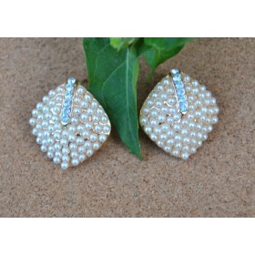 Square Pearl Stud Earrings